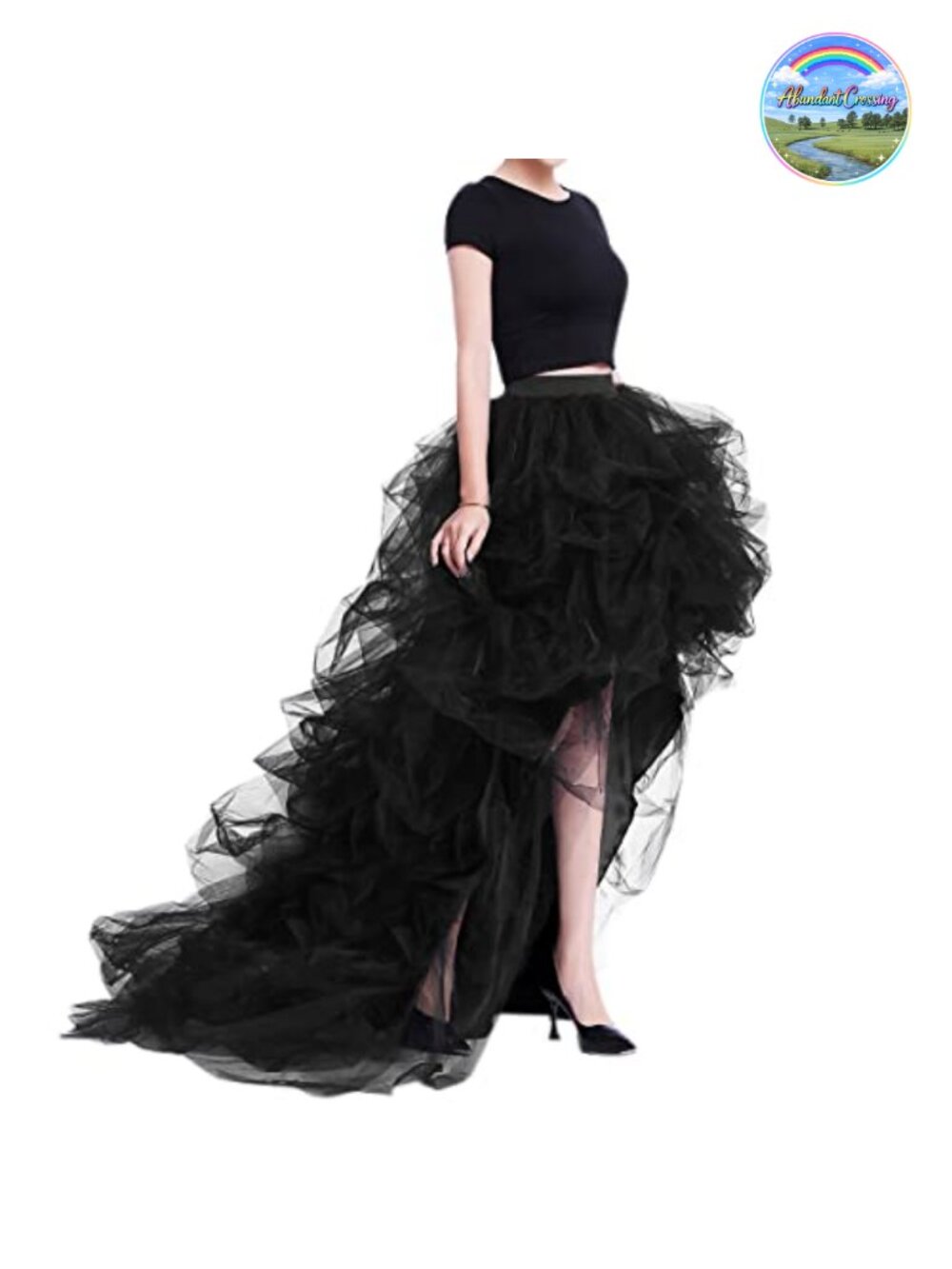 High Low Ruffled Tulle Skirt Long Back Hem Party Evening Formal